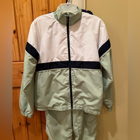 VINTAGE 90s Classic Elements Green and White 2 piece Wind-suit - Size Small - Picture 1 of 4